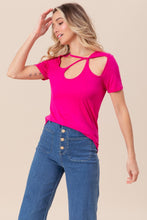 Load image into Gallery viewer, BiBi Cutout Asymmetrical Neck Short Sleeve T-Shirt