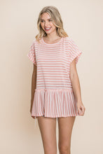 Load image into Gallery viewer, Cotton Bleu by Nu Label Striped Ruffled Short Sleeve Top