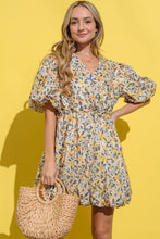 Load image into Gallery viewer, And The Why Floral Surplice Puff Sleeve Dress