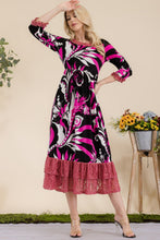 Load image into Gallery viewer, Celeste Paisley Print Lace Ruffled Midi Dress