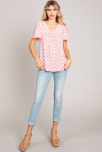 Load image into Gallery viewer, Cotton Bleu by Nu Lab Slit Printed V-Neck Flutter Sleeve Blouse