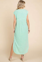 Load image into Gallery viewer, Culture Code Full Size Striped V-Neck Slit Dress with Pockets