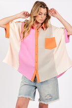 Load image into Gallery viewer, SAGE + FIG Full Size Color Block Button-Down Shirt