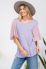 Load image into Gallery viewer, Celeste Contrast Eyelet Ruffle Sleeve Blouse