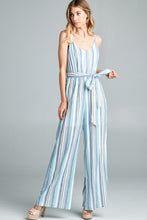 Load image into Gallery viewer, Cotton Bleu by Nu Label Tie Front Striped Sleeveless Jumpsuit
