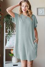 Load image into Gallery viewer, Heimish Full Size Ribbed Round Neck Short Sleeve Tee Dress