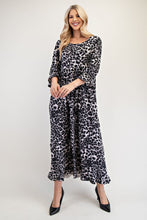 Load image into Gallery viewer, Celeste Full Size Leopard Round Neck Flounce Sleeve Dress