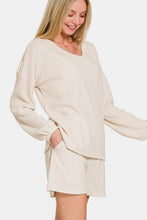 Load image into Gallery viewer, Zenana V-Neck Long Sleeve Ribbed Top and Shorts Set