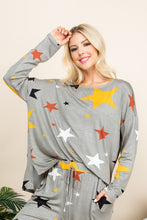 Load image into Gallery viewer, Super Lady High-Low Star Print Long Sleeve Lounge Top