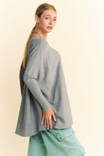 Load image into Gallery viewer, Davi &amp; Dani Round Neck Dropped Shoulder Long Sleeve Knit Top