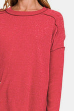 Load image into Gallery viewer, Zenana Exposed Seam Brushed Round Neck Sweater