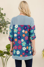 Load image into Gallery viewer, Celeste Side Slit Flower Print Long Sleeve Top