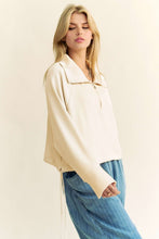 Load image into Gallery viewer, Davi &amp; Dani Drawstring Hem Half Zip Raglan Sleeve Sweatshirt