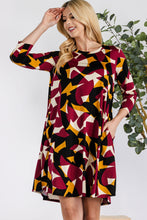 Load image into Gallery viewer, Celeste Geometric Round Neck Dress with Pockets