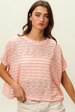 Load image into Gallery viewer, BiBi Braid Striped Short Sleeve Round Neck T-Shirt