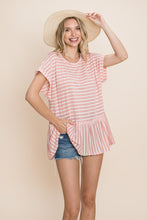 Load image into Gallery viewer, Cotton Bleu by Nu Label Striped Ruffled Short Sleeve Top