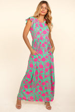 Load image into Gallery viewer, Haptics Ruffled Printed Round Neck Cap Sleeve Dress