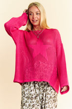 Load image into Gallery viewer, Davi &amp; Dani Star Front Crochet Drop Shoulder Knit Top