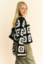 Load image into Gallery viewer, Davi &amp; Dani Two Tone Flower Square Crochet Open Front Cardigan