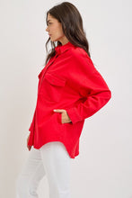 Load image into Gallery viewer, RISEN Button Down Long Sleeve Denim Shacket with Chest Pockets