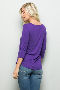 Celeste Three Quarter Sleeve V-Neck T-Shirt