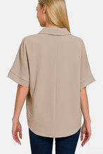 Load image into Gallery viewer, Zenana Texture Collared Neck Short Sleeve Top