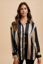 Load image into Gallery viewer, Annie Wear Striped Dropped Shoulder Button Up Shirt