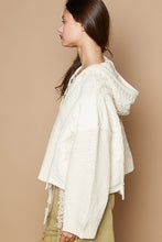 Load image into Gallery viewer, POL Cable-Knit Quarter Button Hooded Sweater