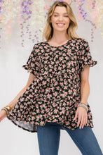 Load image into Gallery viewer, Celeste Floral Ruffled Short Sleeve Blouse