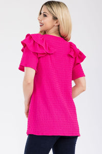 Celeste Ruffle Layered Short Sleeve Texture Top