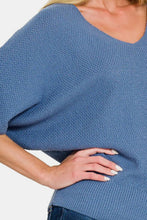 Load image into Gallery viewer, Zenana V-Neck Short Sleeve Dolman Sweater