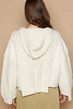 Load image into Gallery viewer, POL Cable-Knit Quarter Button Hooded Sweater