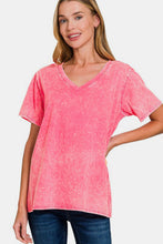 Load image into Gallery viewer, Zenana Washed Short Sleeve V-Neck T-Shirt
