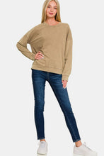 Load image into Gallery viewer, Zenana Washed Round Neck Dropped Shoulder Sweatshirt