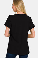 Load image into Gallery viewer, Zenana Notched Short Sleeve Waffle T-Shirt