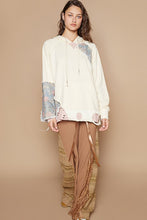 Load image into Gallery viewer, POL Floral Patchwork Distressed Drawstring Hoodie