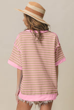 Load image into Gallery viewer, BiBi Exposed Seam Stripe Contrast T-Shirt