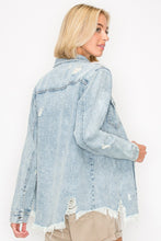 Load image into Gallery viewer, RISEN Button Up Distressed Denim Shirt