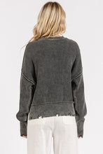 Load image into Gallery viewer, Mittoshop Distressed Hem Round Neck Dropped Shoulder Sweater