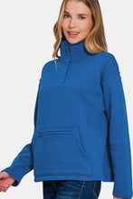 Load image into Gallery viewer, Zenana Turtleneck Half Snap Fleece Sweatshirt