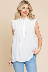 Culture Code Frill Edge Smocked Sleeveless Top