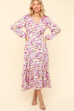 Load image into Gallery viewer, Haptics Floral V-Neck Long Sleeve Dress with Side Pockets