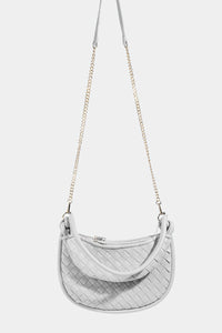 Fame PU Leather Basket Weave Half Moon Bag