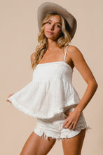 Load image into Gallery viewer, BiBi Fringed Hem Smocked Cami