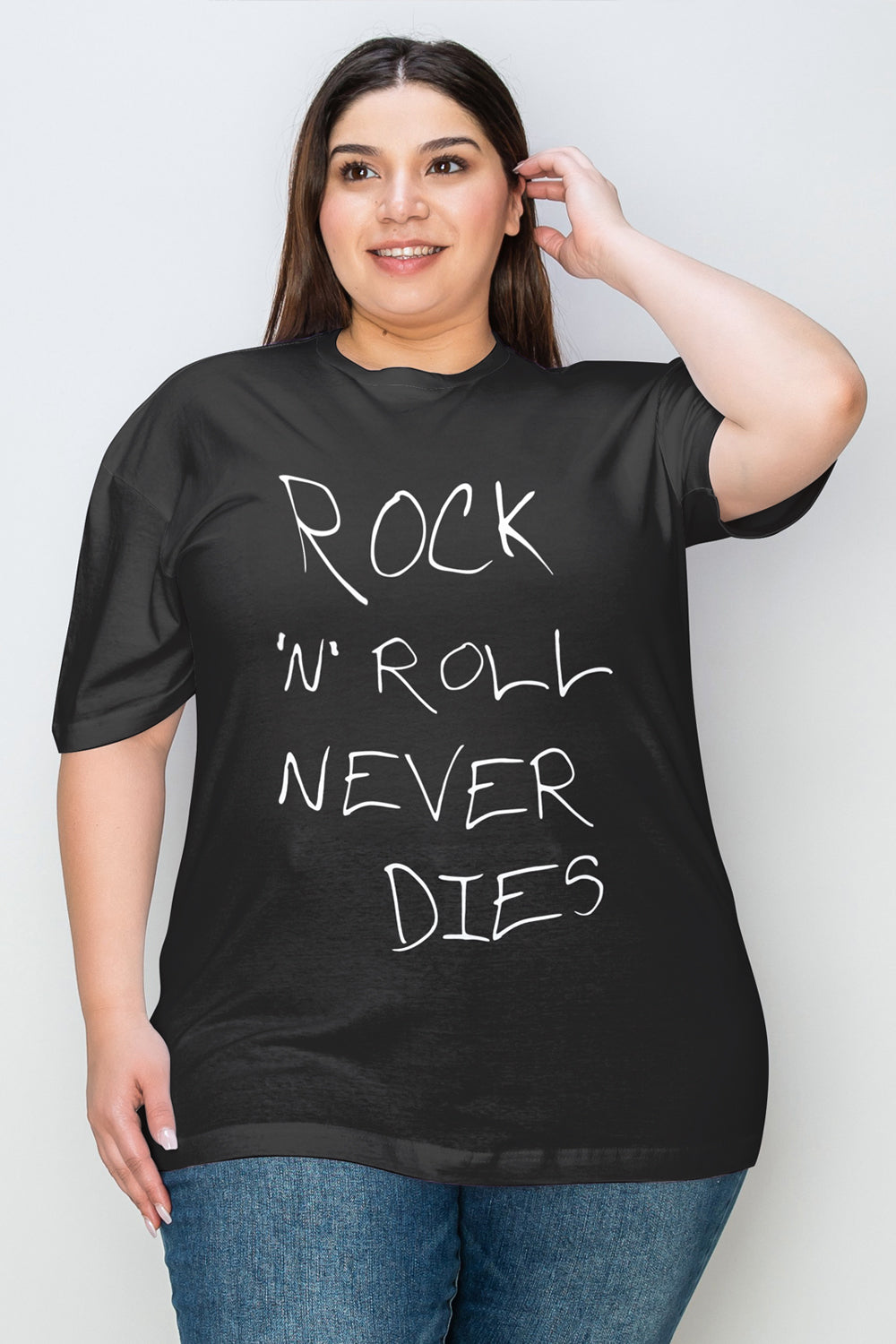 Simply Love ROCK N ROLL NEVER DIES Graphic T-Shirt