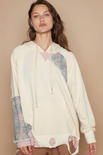 Load image into Gallery viewer, POL Floral Patchwork Distressed Drawstring Hoodie