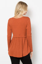 Load image into Gallery viewer, Be Stage Texture Babydoll Round Neck Long Sleeve Knit Top