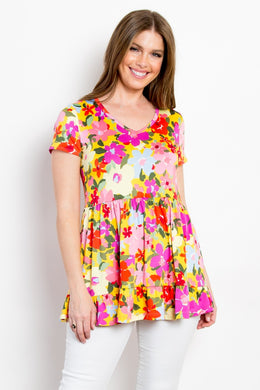 Be Stage Floral Wrinkle Free Ruffled Blouse