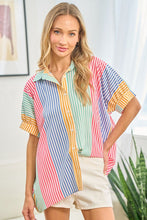 Load image into Gallery viewer, First Love Striped Button Down Short Sleeve Shirt