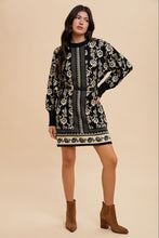 Load image into Gallery viewer, Annie Wear Floral Jacquard Round Neck Sweater Dress